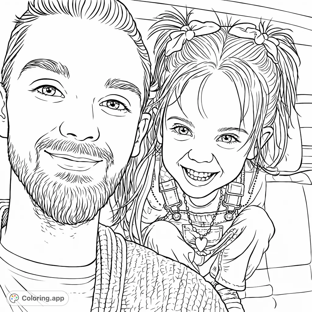 Capture a heartwarming moment of a smiling man and a joyful little girl in a car. This sweet father and daughter bonding scene is perfect for all ages.