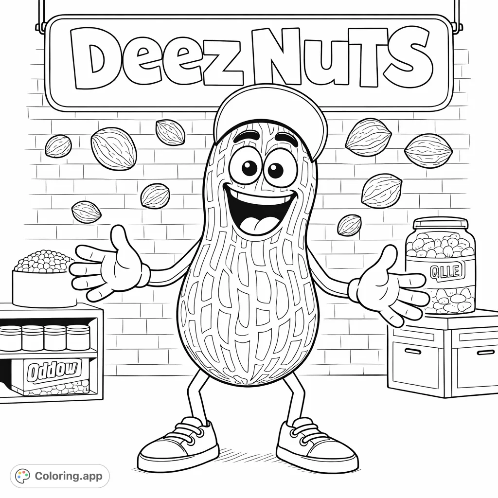 Groundnut Coloring Happy Peanut Character World - Coloring.app