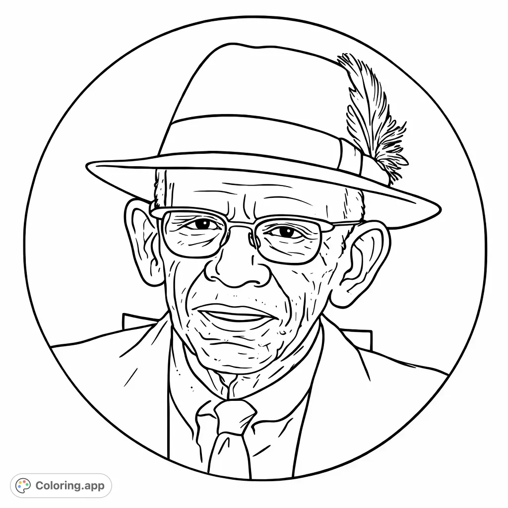 An older gentleman wearing a fedora hat, glasses, and a tie, offering a classic portrait for creative expression.