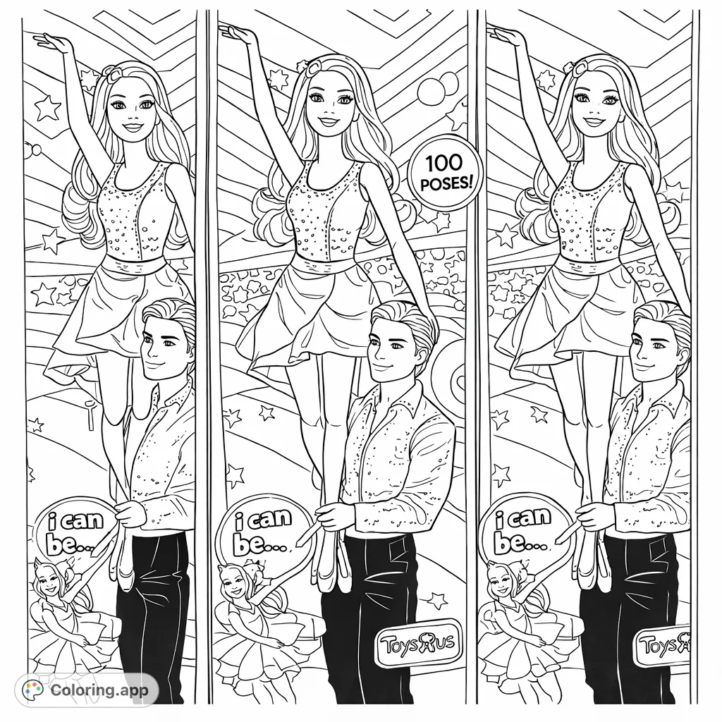 Discover a graceful figure skating duo striking an elegant pose, ready for a dazzling performance. This detailed page invites creative expression.