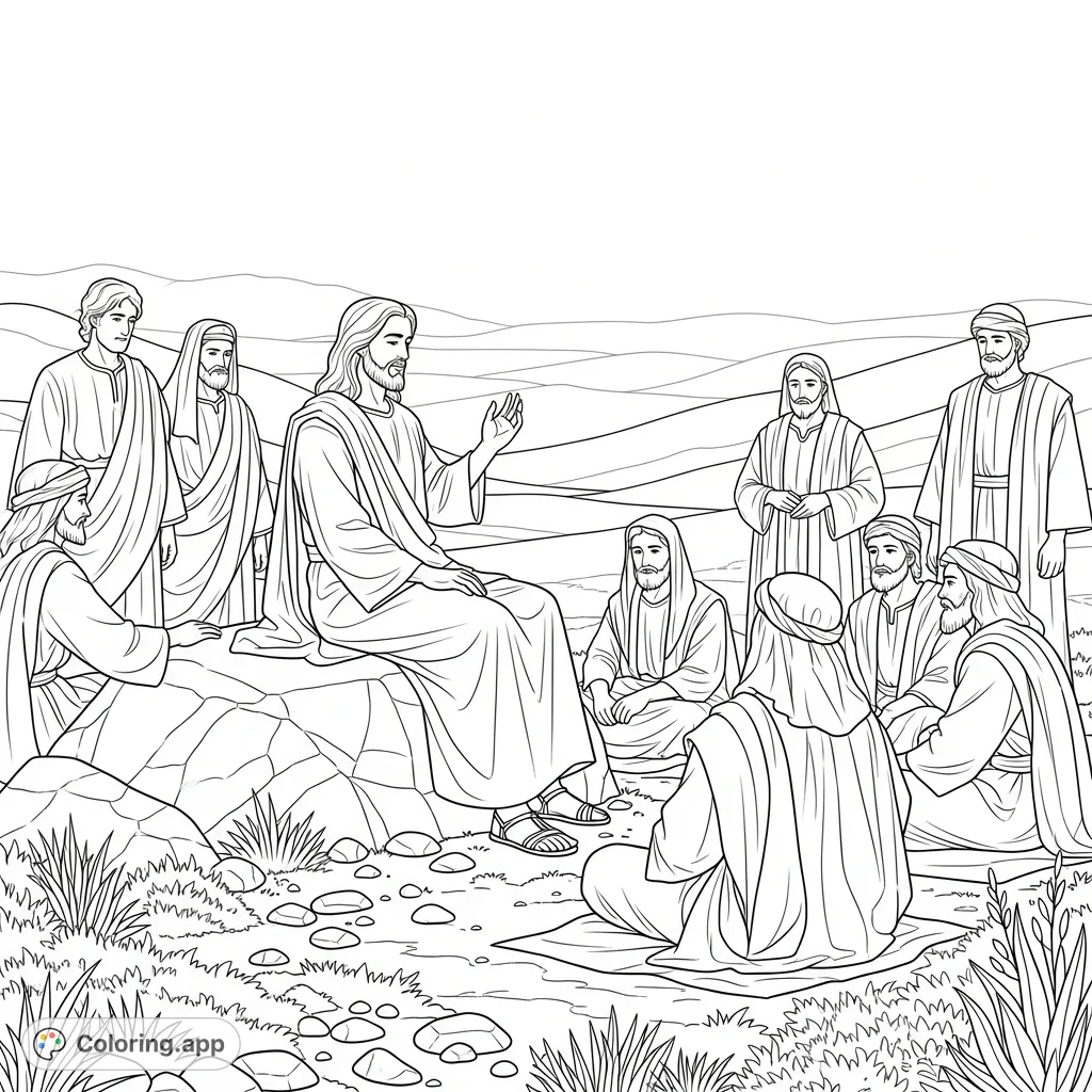 Jesus Teaches His Followers Coloring app jesus-teaches-his-followers-coloring-app