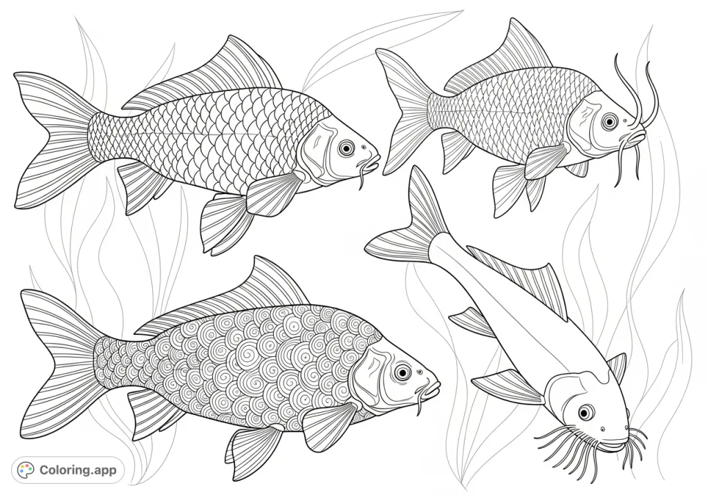 Carp Colour In Graceful Carp Underwater - Coloring.app