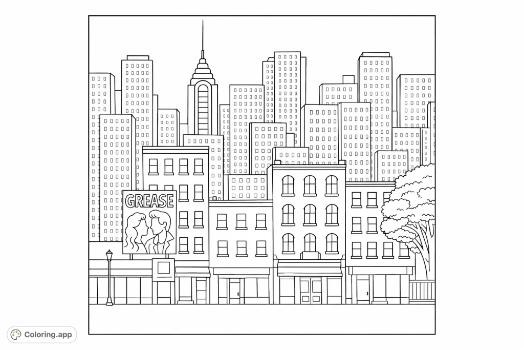 Explore a dynamic cityscape with towering buildings and classic storefronts. A special sign adds a nostalgic touch to this urban adventure. Perfect for all ages.