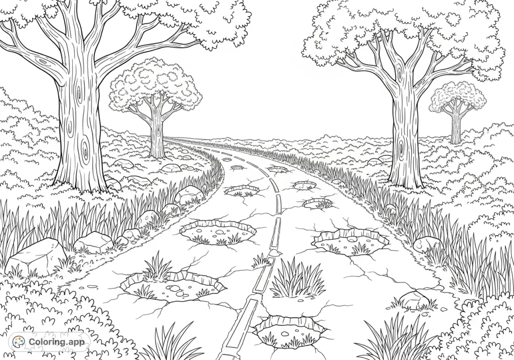Overgrown Abandoned Route - Coloring.app