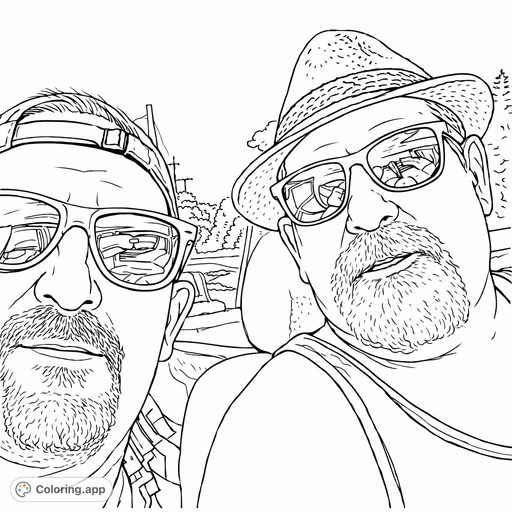 Two companions enjoying an open-air ride, captured in a fun self-portrait. Perfect for expressing friendship, leisure, and a sense of adventure.