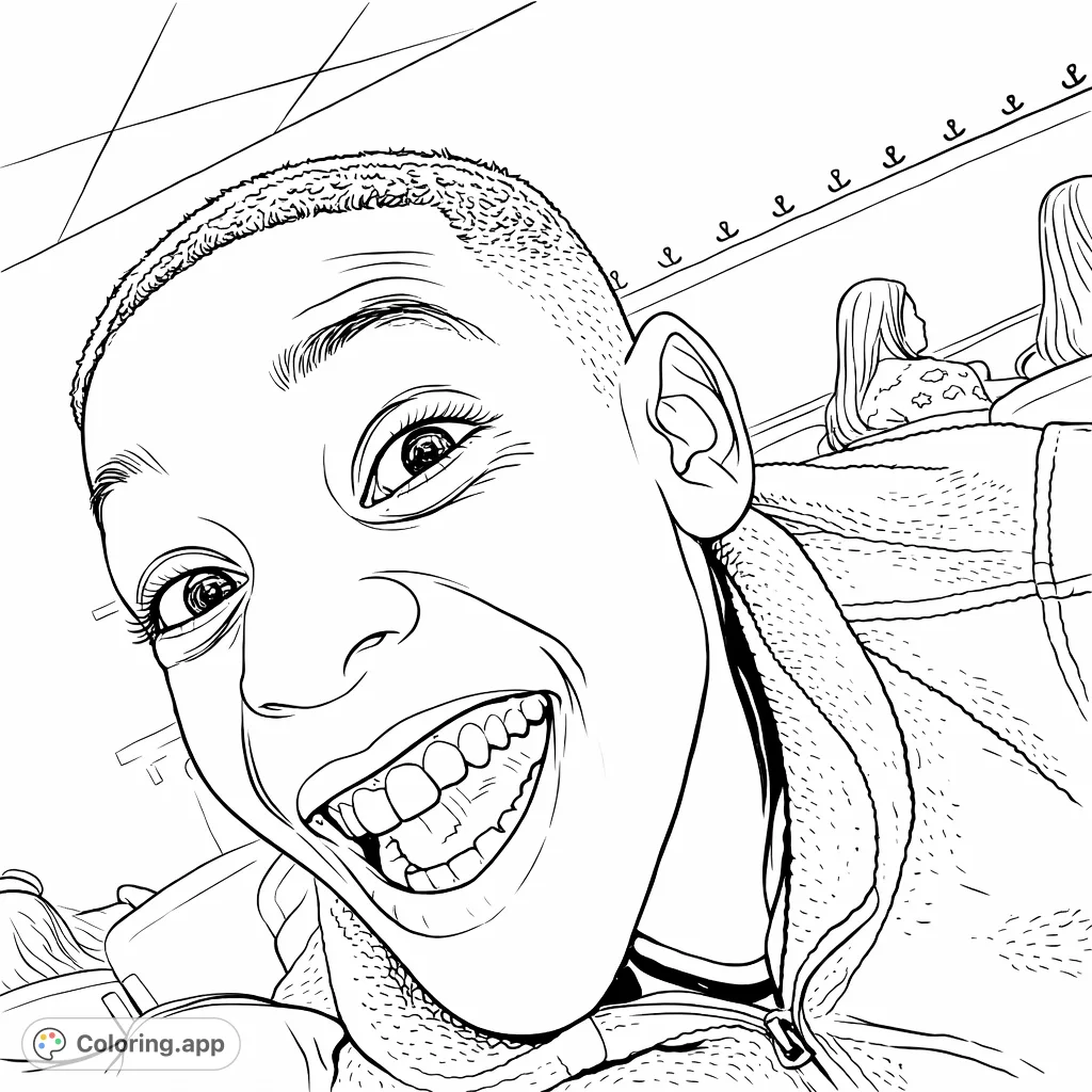 Capture a moment of pure joy with this happy kid coloring page! Features a wide, expressive smile, detailed facial features, and a simple background for creative coloring.