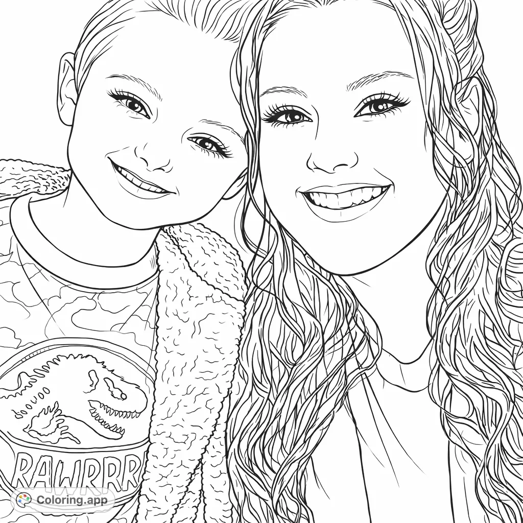 A heartwarming close-up of an adult and child smiling brightly, perfect for capturing family moments. Features a fun dinosaur shirt for a playful touch.