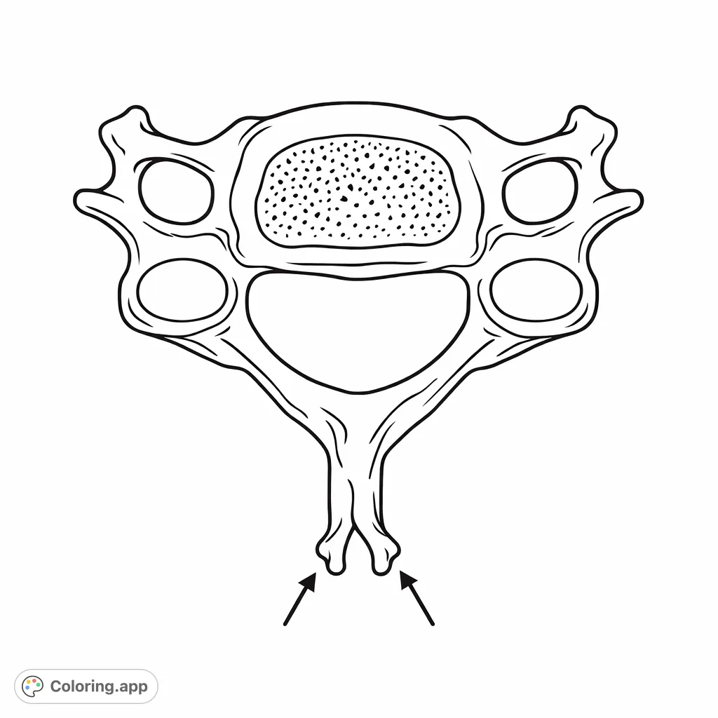 Explore the detailed structure of a cervical vertebra with this realistic human anatomy coloring page. Perfect for learning and relaxation.