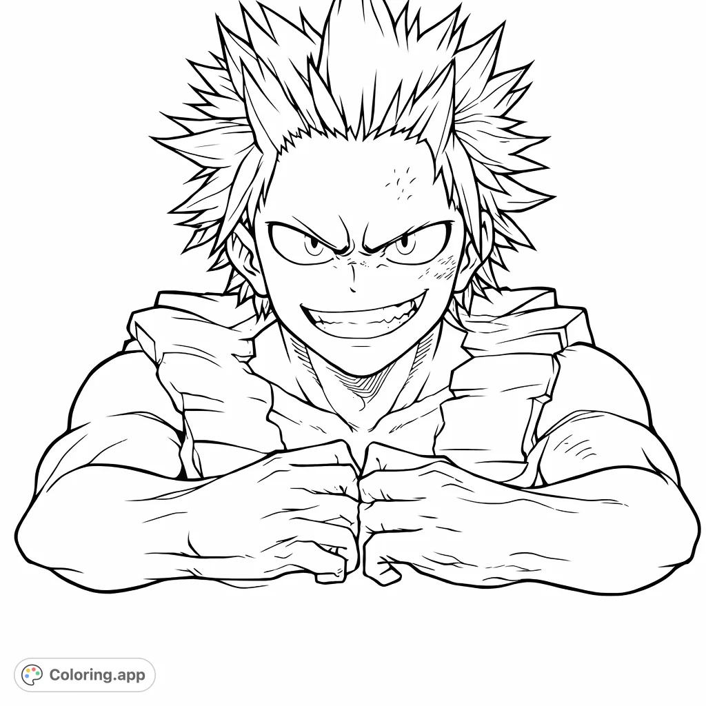 Unleash your creativity with this anime hero coloring page, featuring a determined character with spiky hair and powerful stance, ready for action.