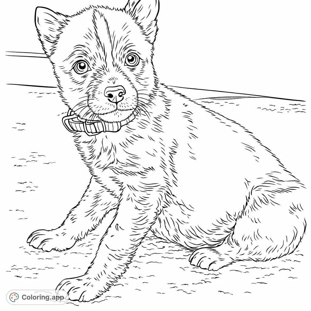 Capture the charm of a sweet puppy with an endearing gaze, distinctive stripe, and striped collar, ready for your creative touch.