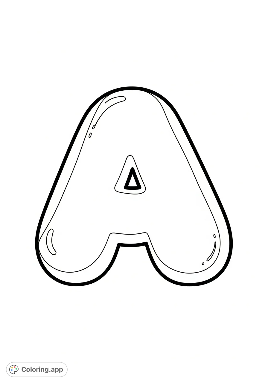 Discover this fun and simple bubble letter A coloring page, perfect for young learners to practice letter recognition and explore their creativity.