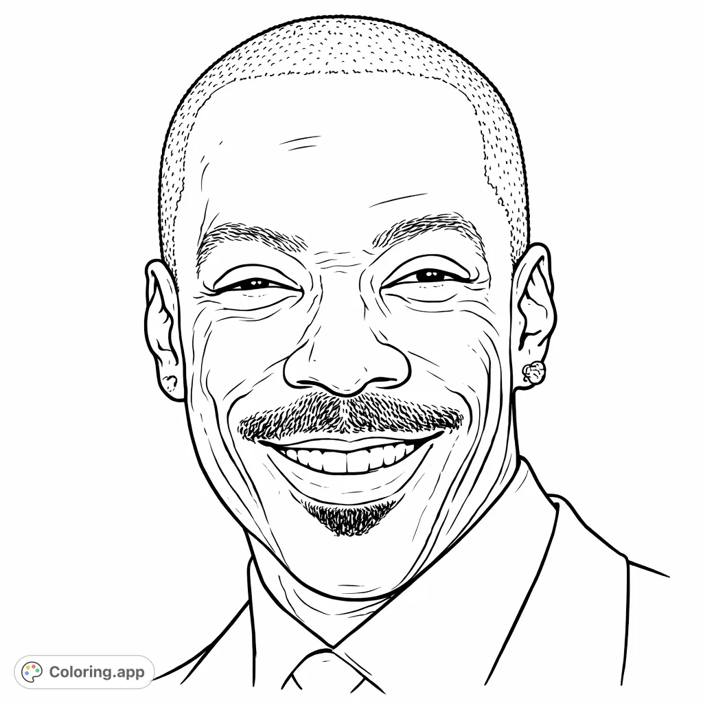 Capture the charismatic smile of a beloved comedian in this detailed portrait. Perfect for fans and art enthusiasts to personalize with their unique touch.