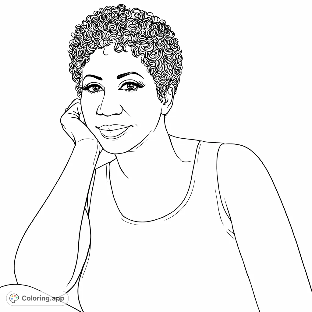 Capture the essence of a legendary figure with this detailed portrait coloring page. Perfect for celebrating an icon, focusing on expressive features and textured hair.