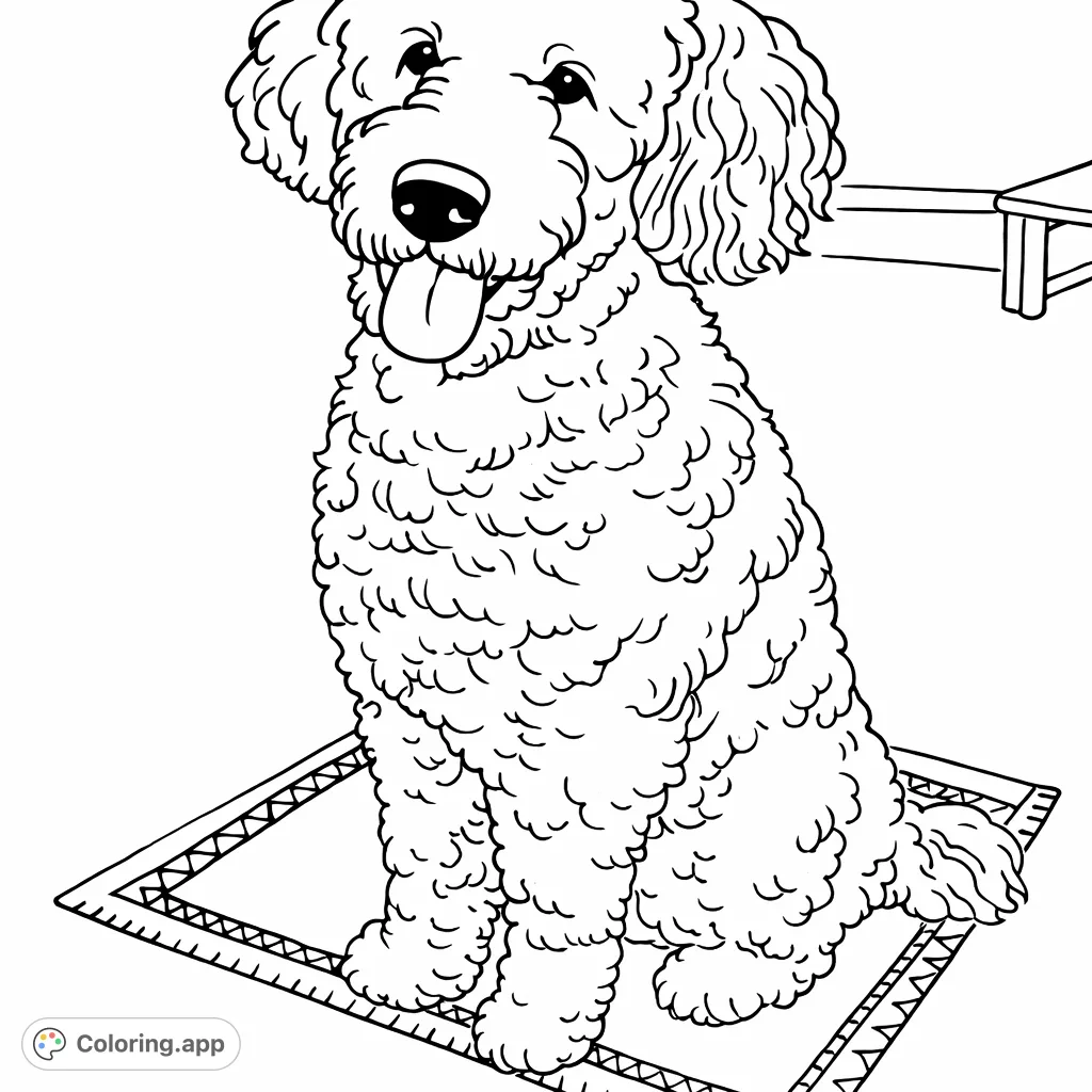 Colauring Happy Fluffy Dog Portrait - Coloring.app