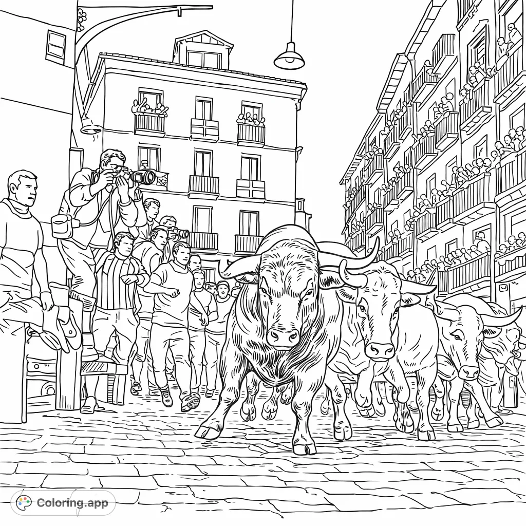 Experience the thrilling energy of a traditional bull run. Brave participants dash through narrow streets alongside powerful bulls, observed by crowds on balconies.
