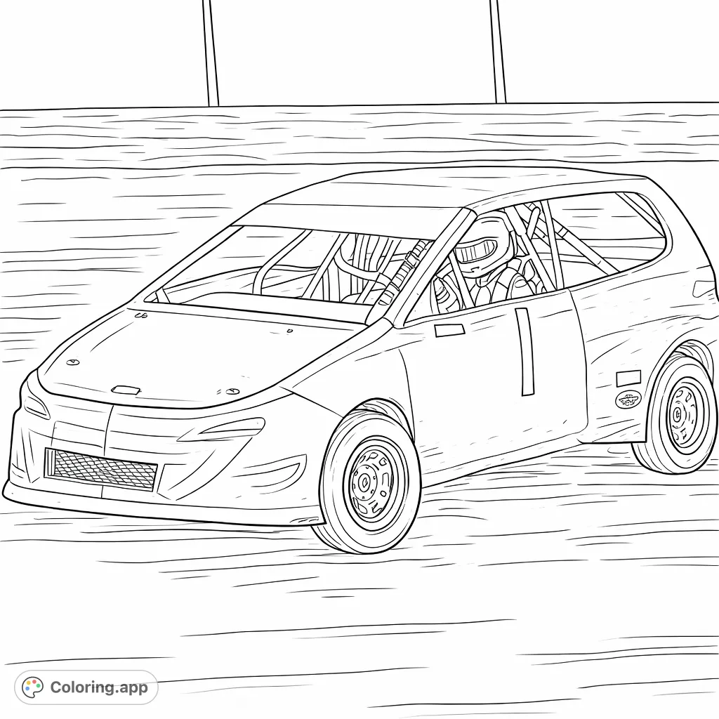 Rev up your imagination with this thrilling dirt track race car coloring page! A powerful racer speeds across the track, ready for your creative touch.