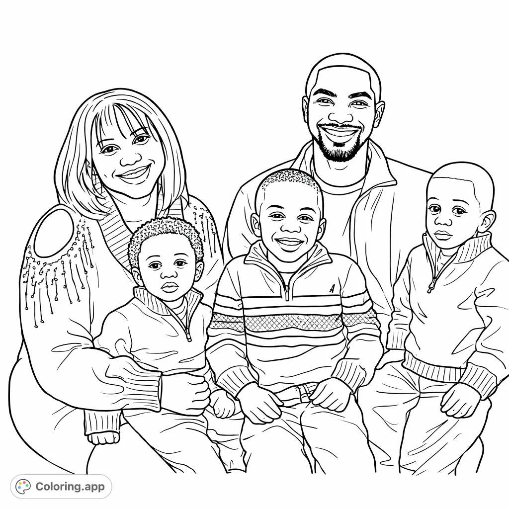 Capture the warmth of family with this charming portrait. Featuring two adults and three children, it's a perfect canvas for celebrating love and connection.