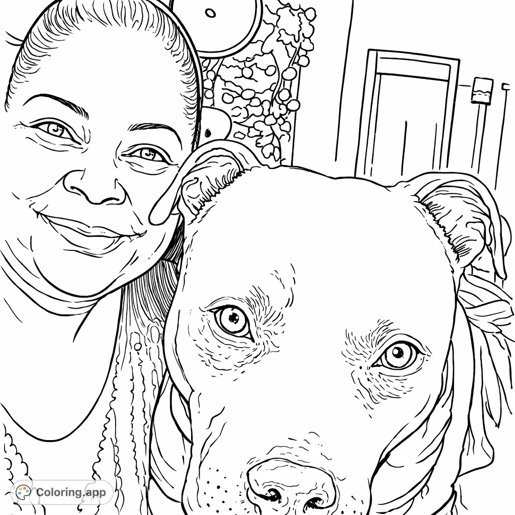 A heartwarming close-up of a smiling person embracing their dog, who is adorned in a charming ladybug-patterned outfit. Perfect for animal lovers!