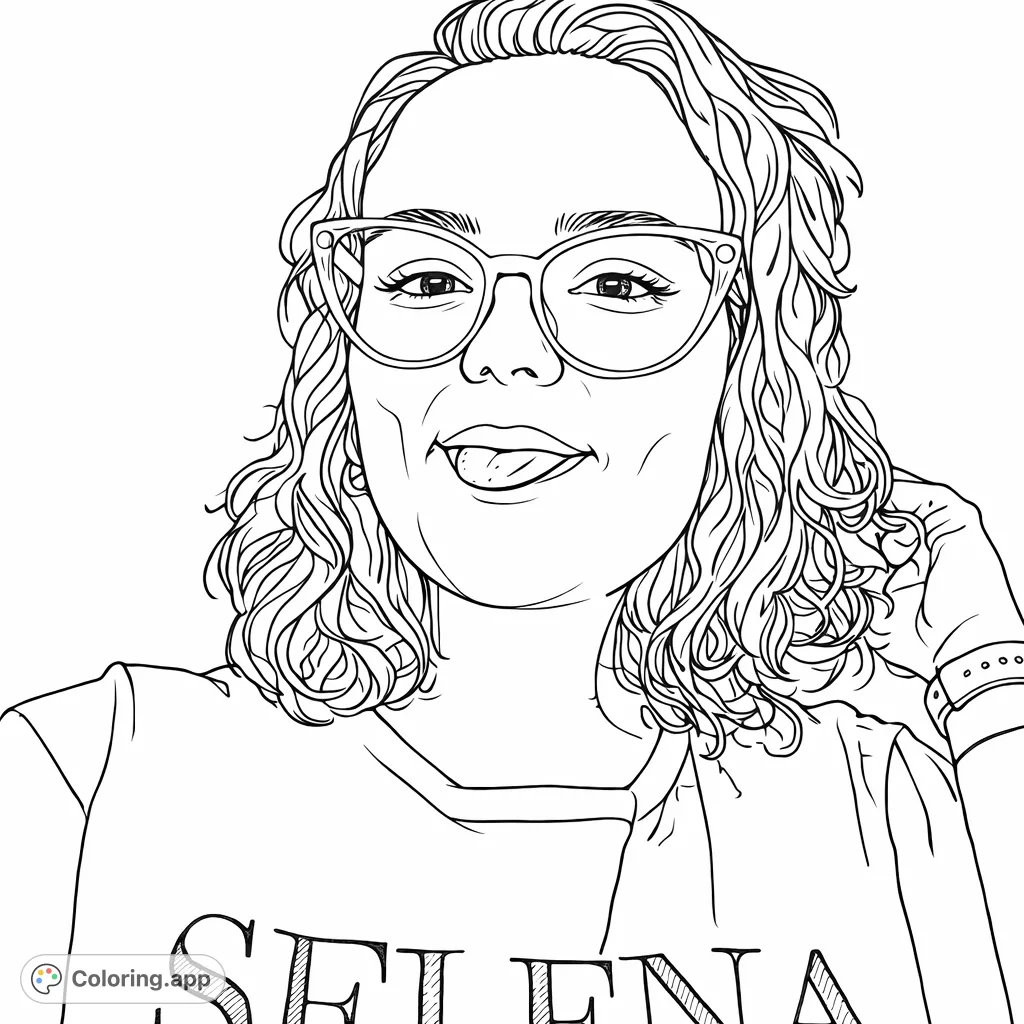 A charming portrait of a person wearing stylish glasses, with wavy hair and a subtle smile. Perfect for personalizing with your favorite shades and patterns.