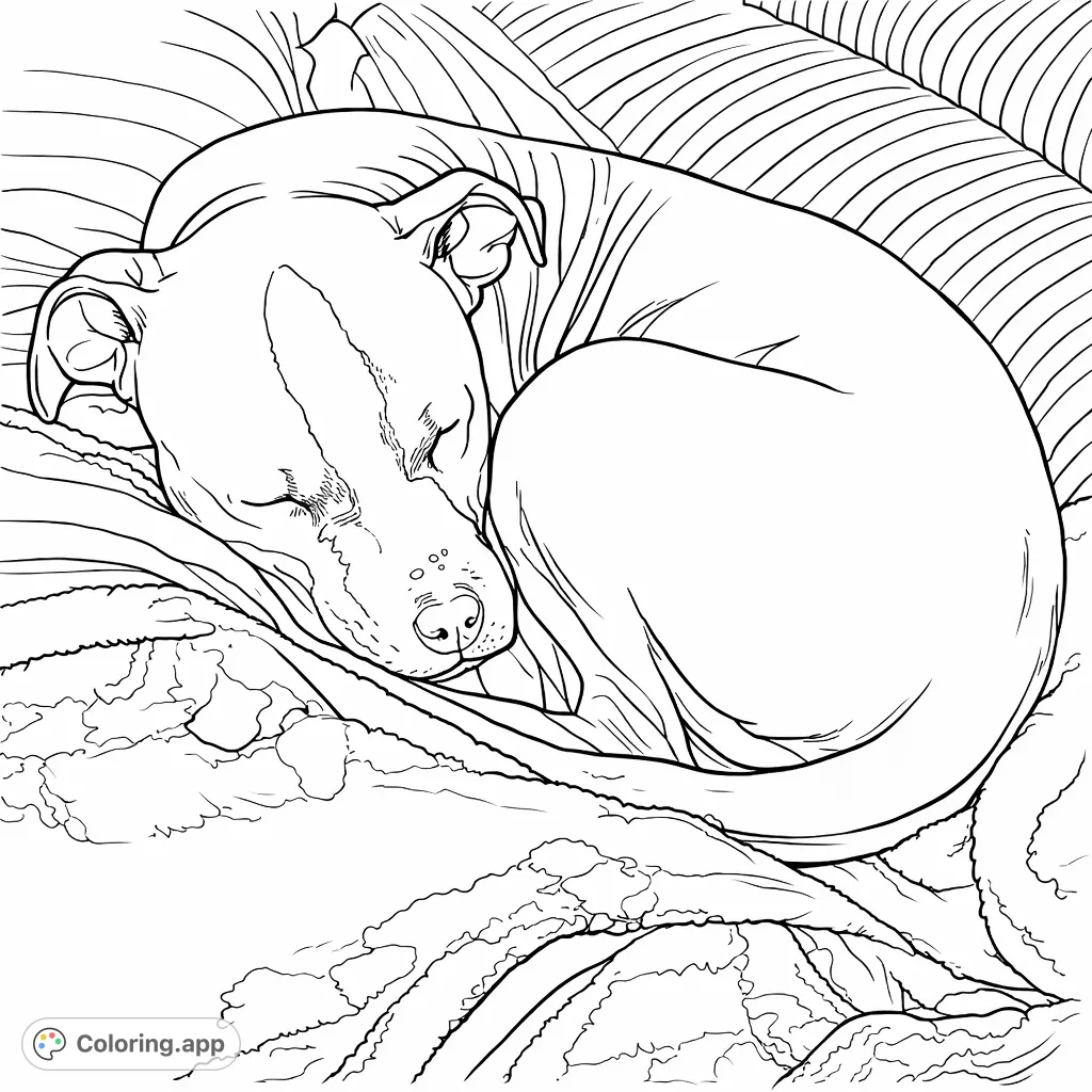 An adorable puppy curled up and sleeping soundly on soft blankets. A heartwarming scene perfect for relaxation and creative expression.