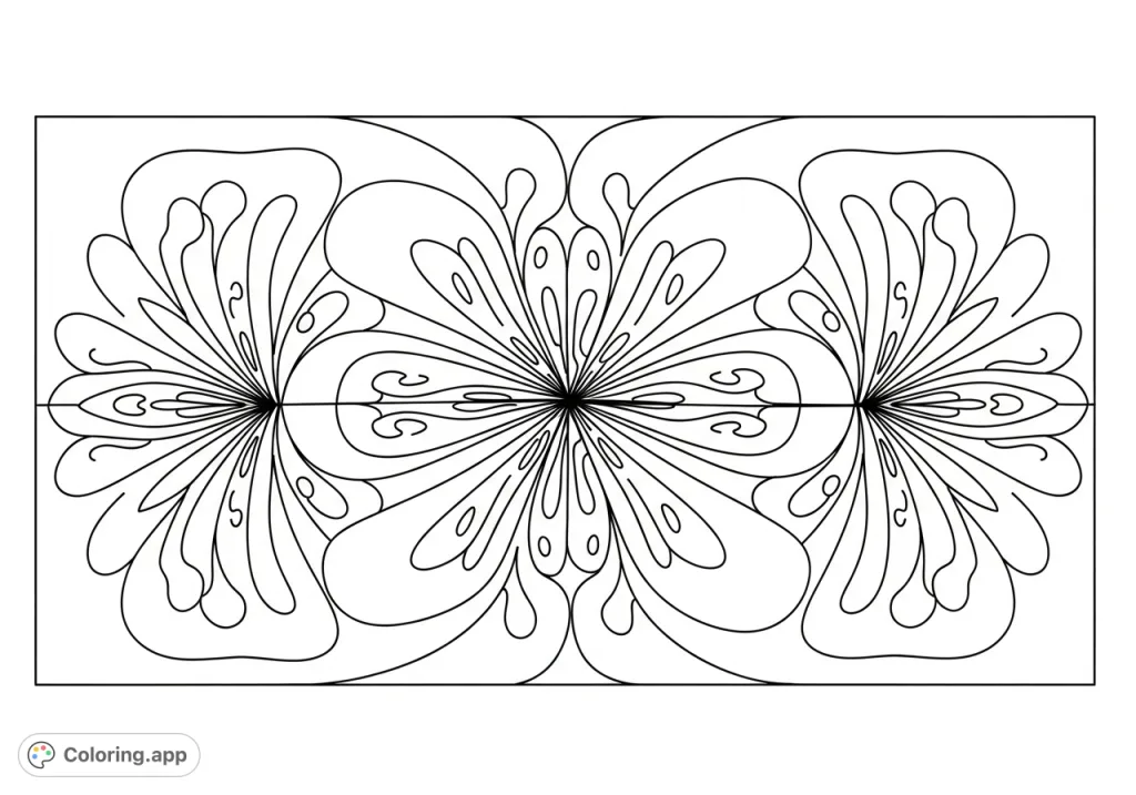 Discover a tranquil, flowing mandala-inspired pattern with large, open spaces and bold lines, designed for a relaxing and harmonious coloring experience. Perfect for all ages.