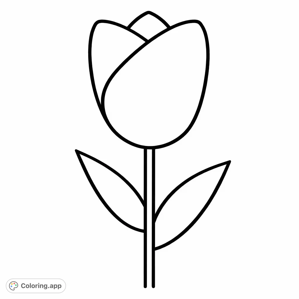 A charming and simple tulip blossom stands tall, ready for imaginative colors. Perfect for a relaxing and quick creative session.