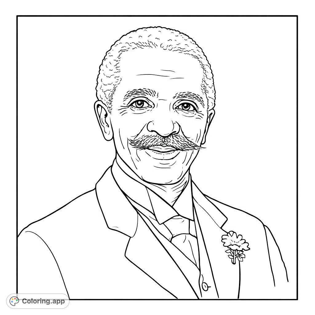 A distinguished portrait of a historical figure, perfect for detailed coloring. Capture the essence of this notable individual with shading and intricate details.