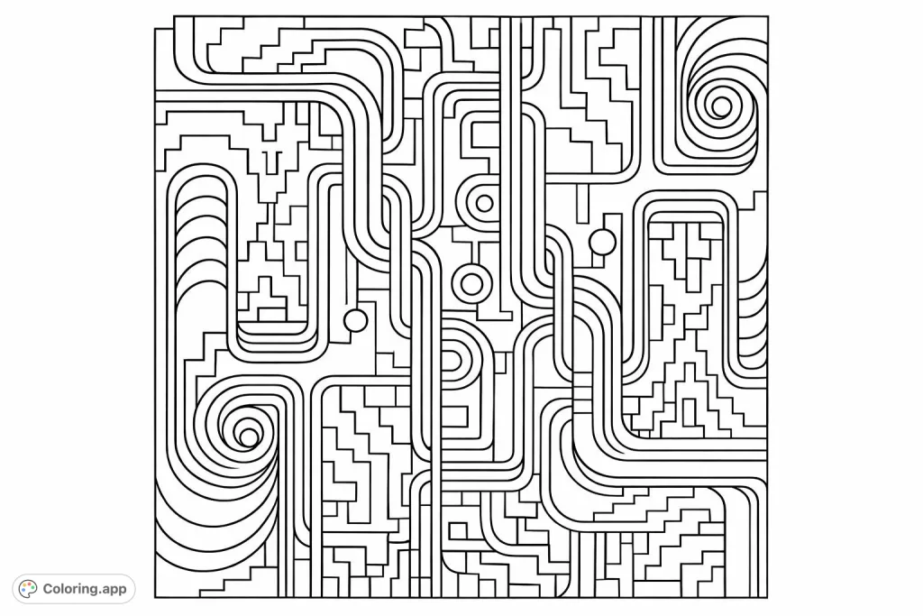 Abstract Line Pathways - Coloring.app