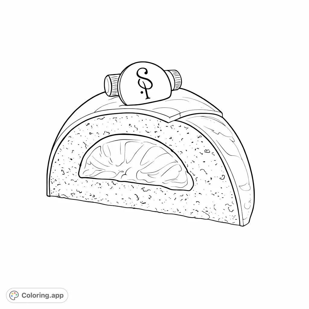 Indulge your artistic side with this decadent dessert slice coloring page, featuring rich cake texture, creamy filling, and elegant decorations.