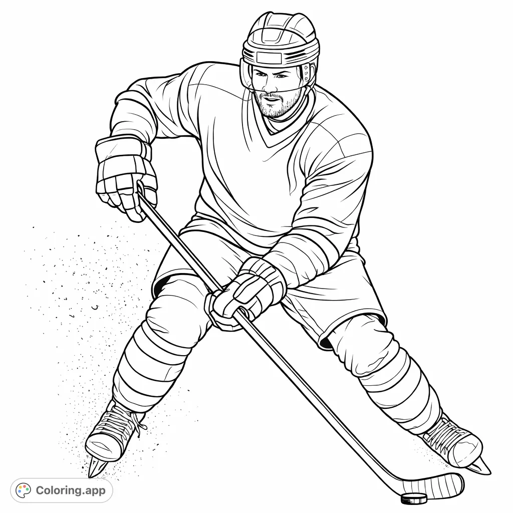 Capture the excitement of a hockey player in action on the ice. A dynamic pose with stick and ice spray, perfect for sports enthusiasts.