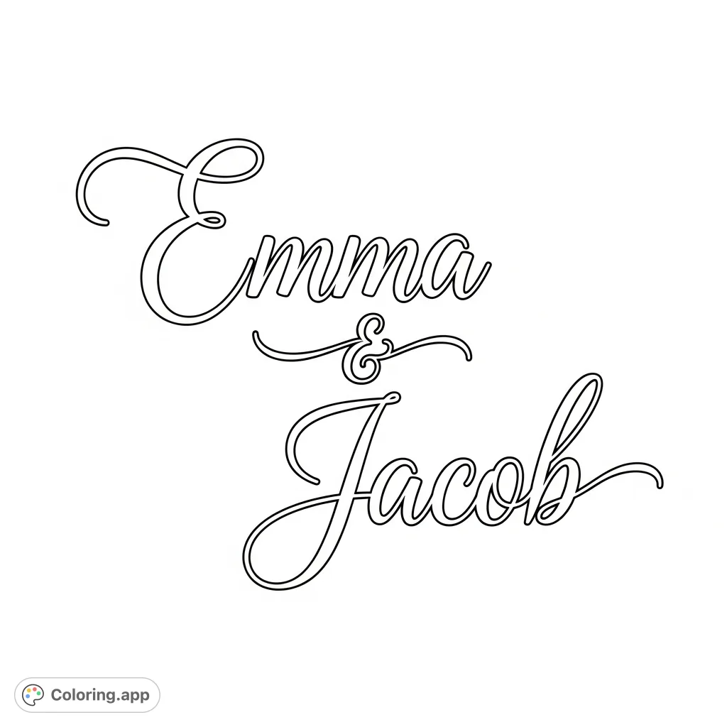Emma In Cursive Emma & Jacob Cursive - Coloring.app