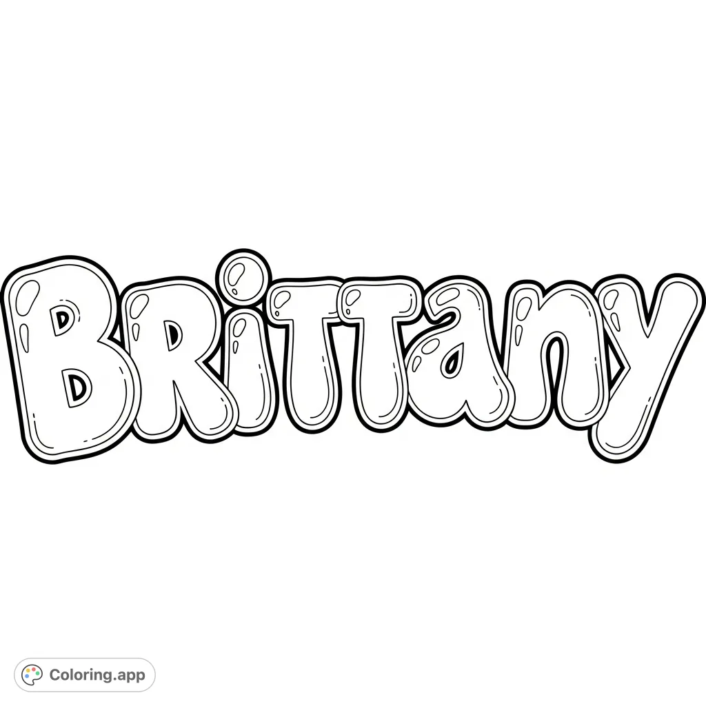 Brittany Bubble Letters - Coloring.app