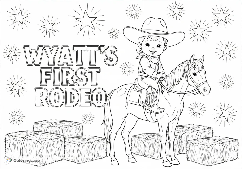 Colouring Book Rodeo Baby Cowboy's First Rodeo - Coloring.app