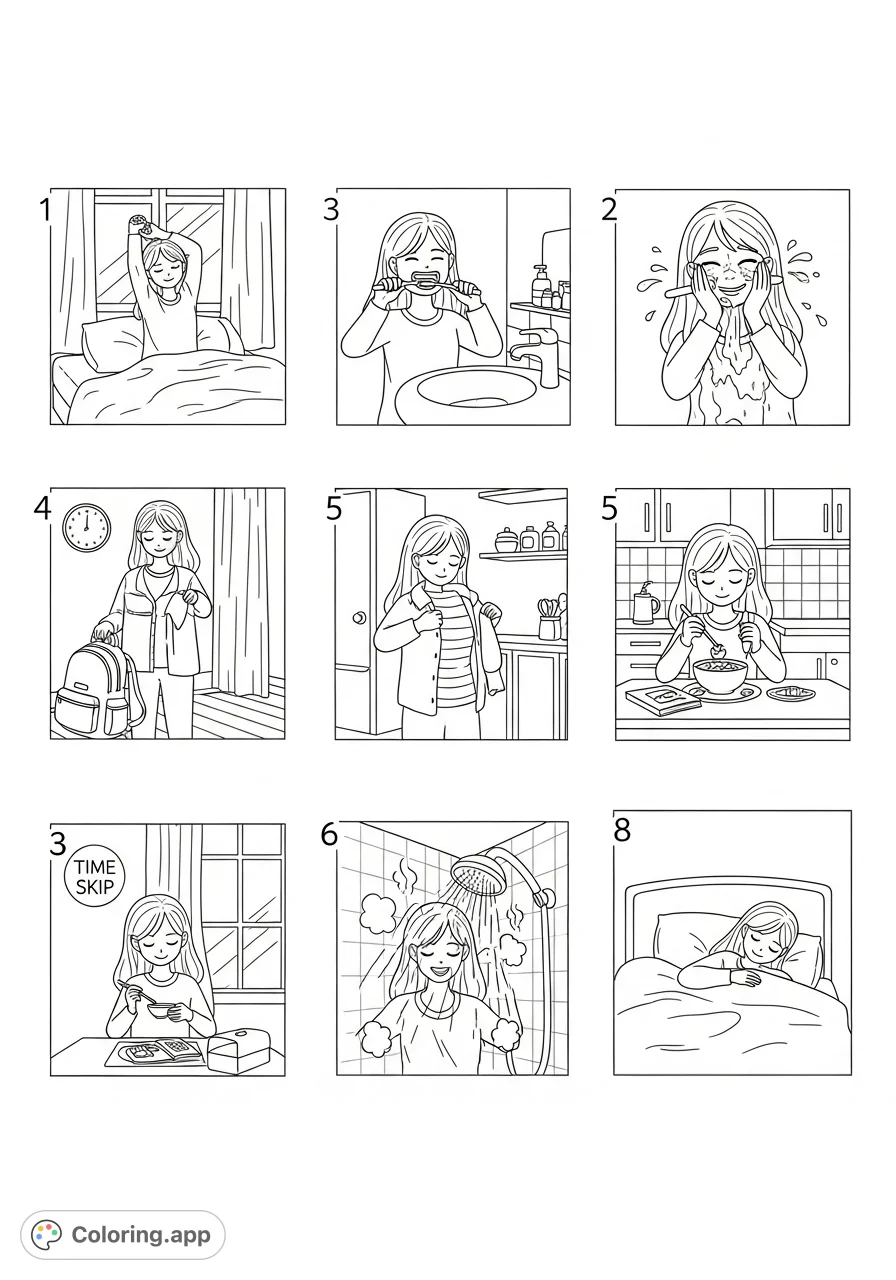 A Cozy Daily Routine - Coloring.app