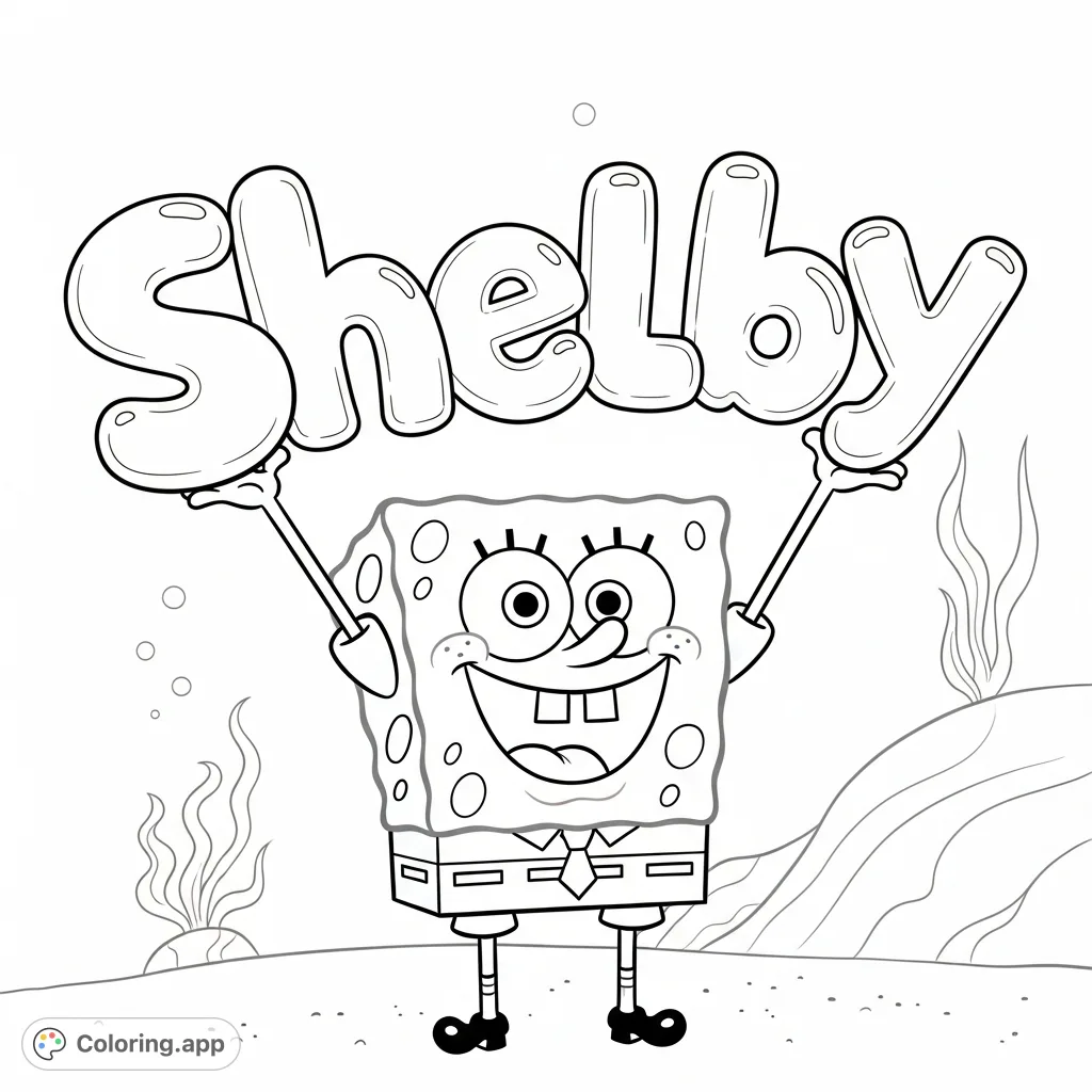 SpongeBob and Shelby Bubble Letters - Coloring.app