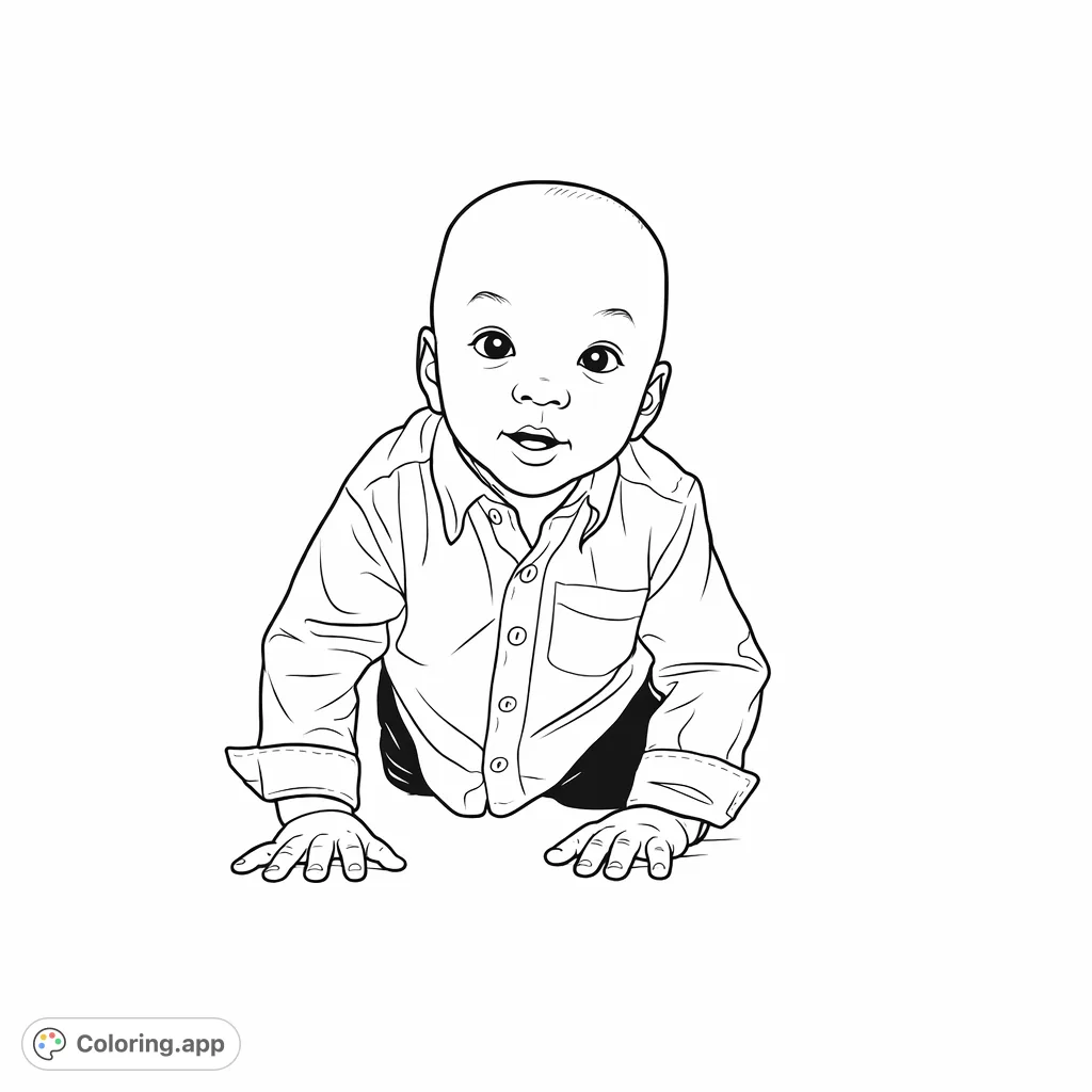 Capture the innocence of a baby on the move with this delightful baby coloring page. Perfect for celebrating new beginnings and tiny adventures.