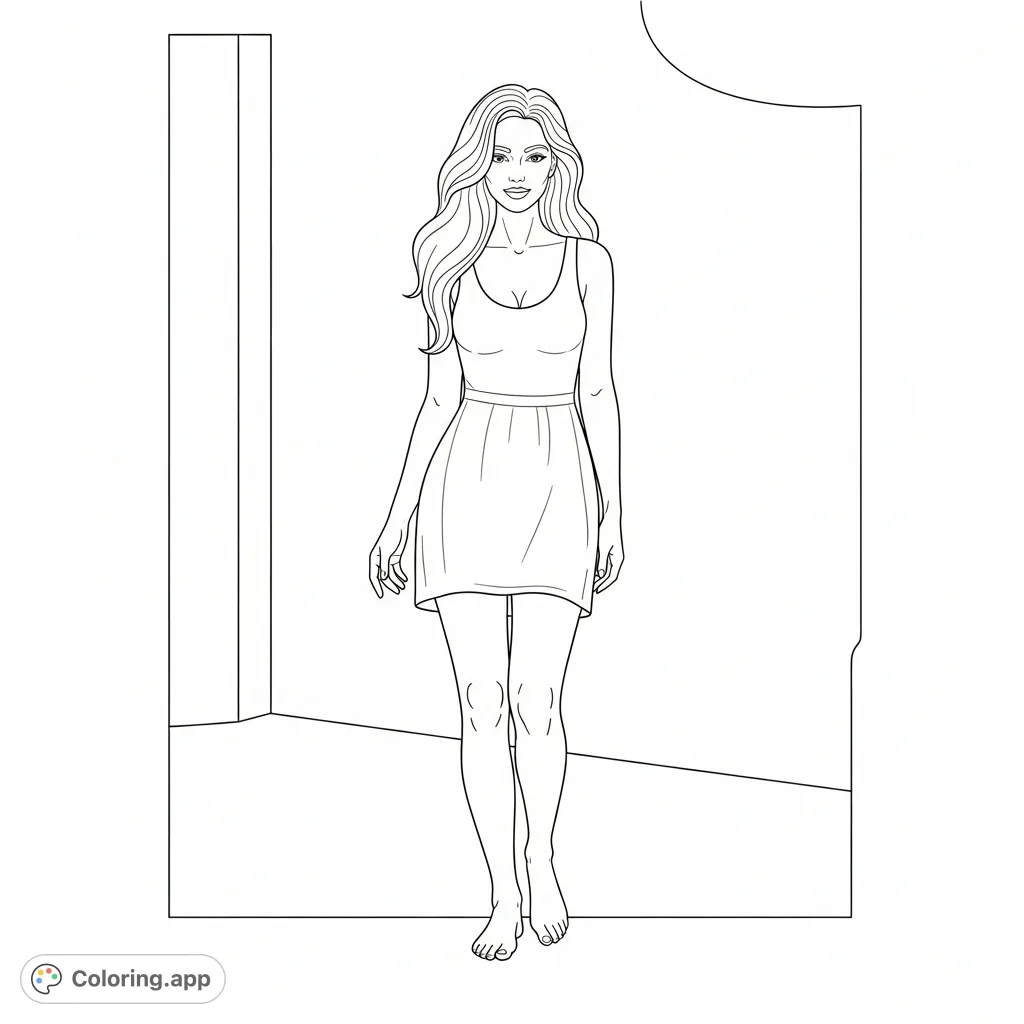 An elegant depiction of a woman's figure, showcasing graceful lines and natural form. Perfect for adult colorists exploring human anatomy and artistic expression.