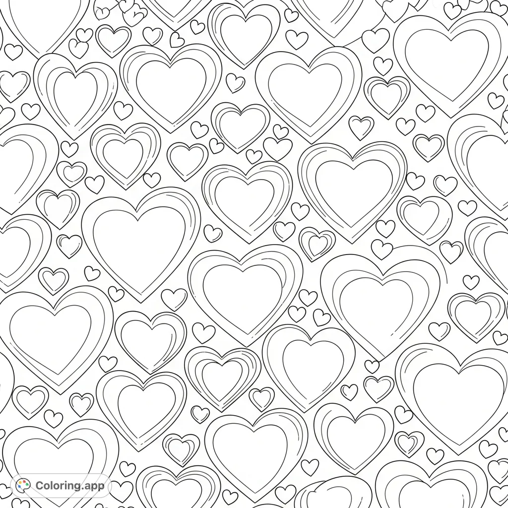 Heart Pattern Abundance - Coloring.app