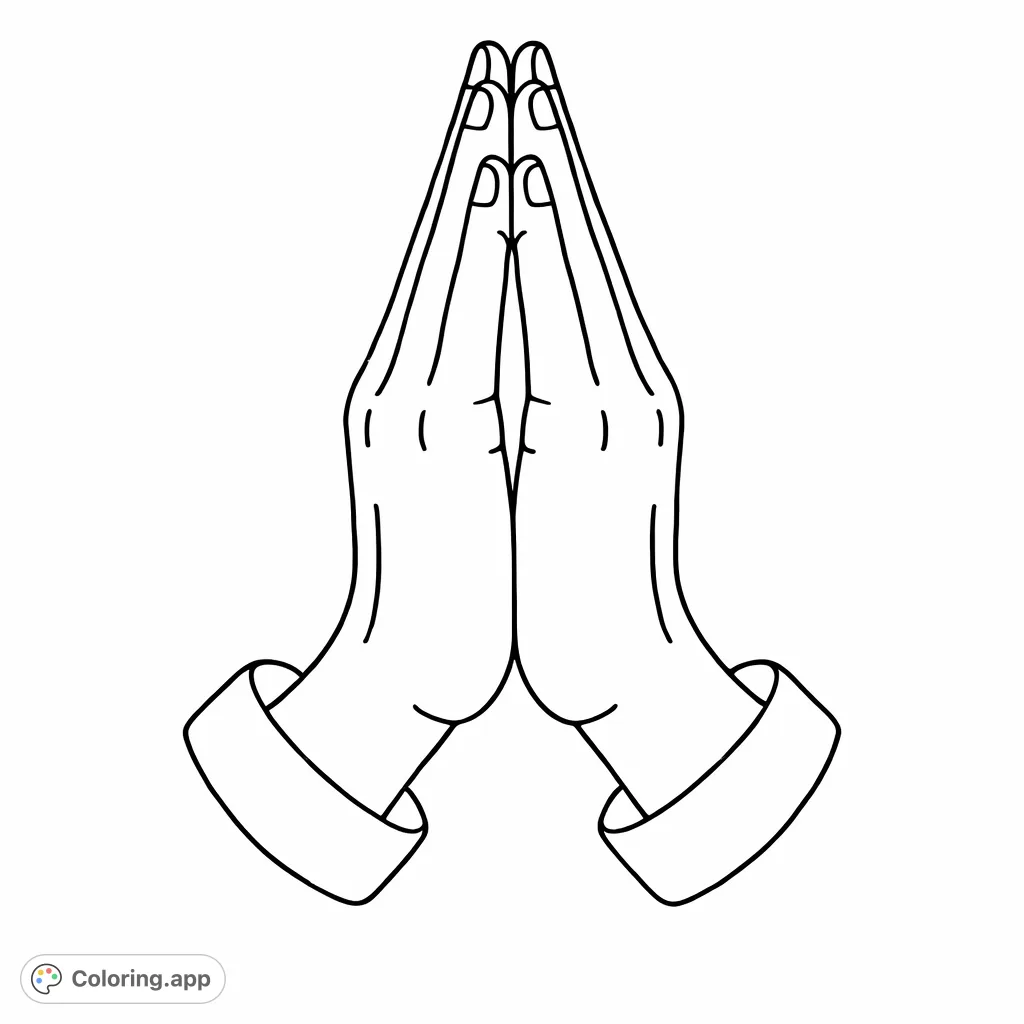 Serene depiction of hands joined in a peaceful gesture, perfect for mindful coloring. Explore tranquility and focus with this calming and symbolic design.