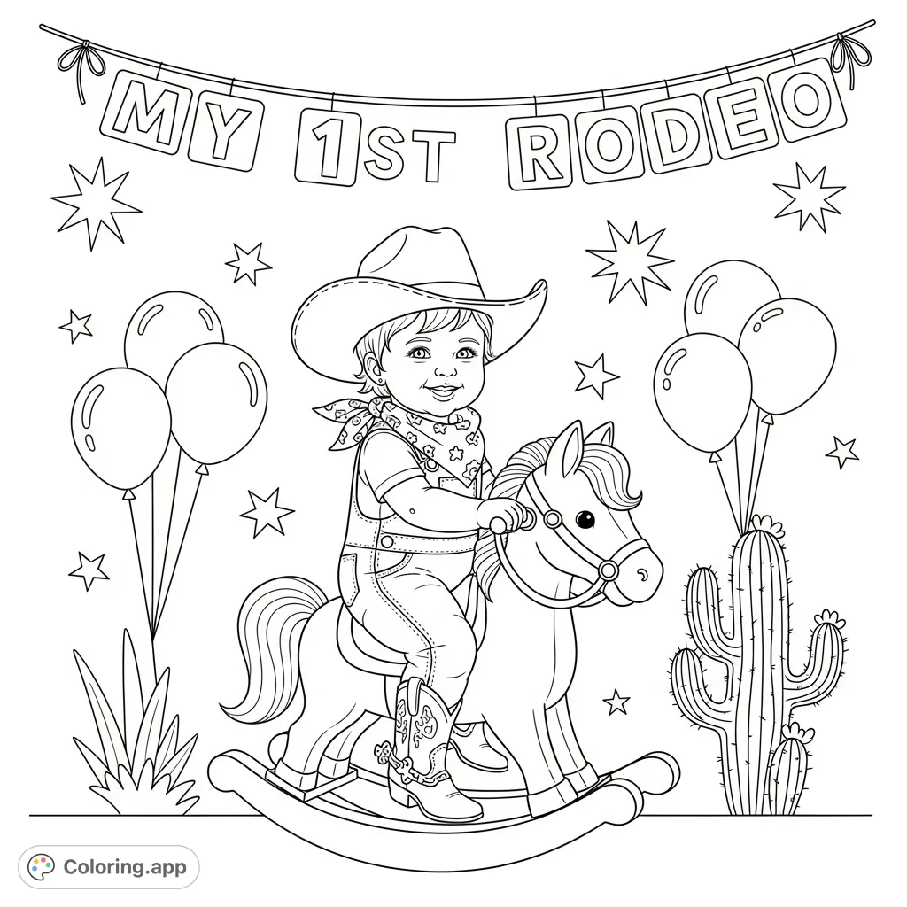 Colouring Book Rodeo My First Rodeo Rocking Horse - Coloring.app