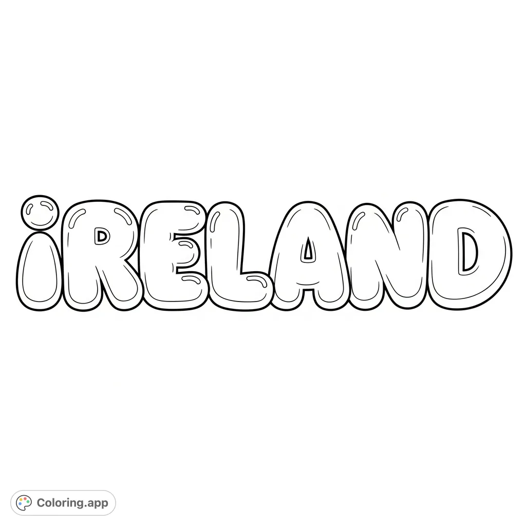 Ireland Letters Color Ireland Bubble Letters - Coloring.app