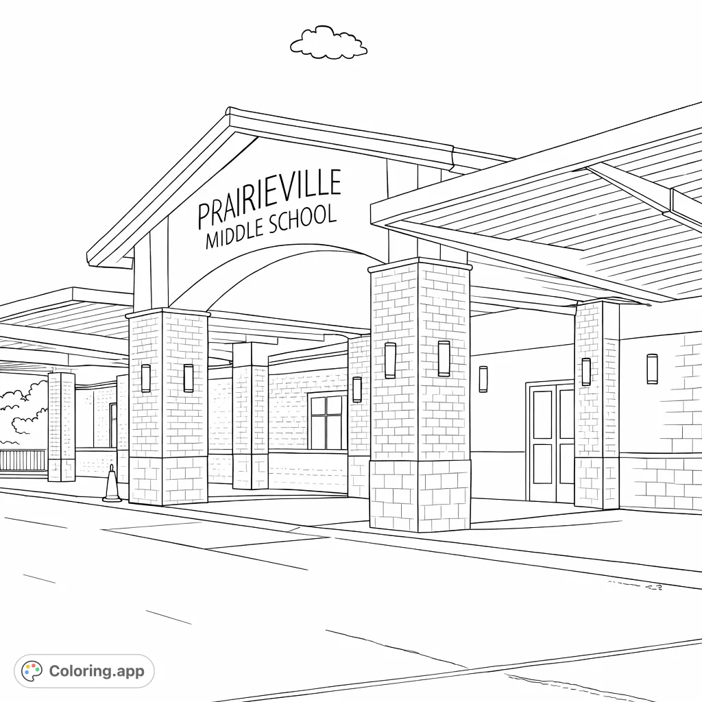 Prairieville Middle School Entrance Coloring.app