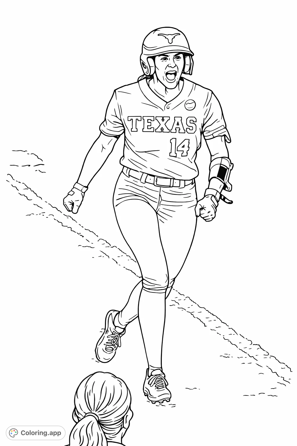 Capture the intensity of a softball player running the bases in her uniform with helmet and gear. Perfect for sports fans and aspiring athletes!