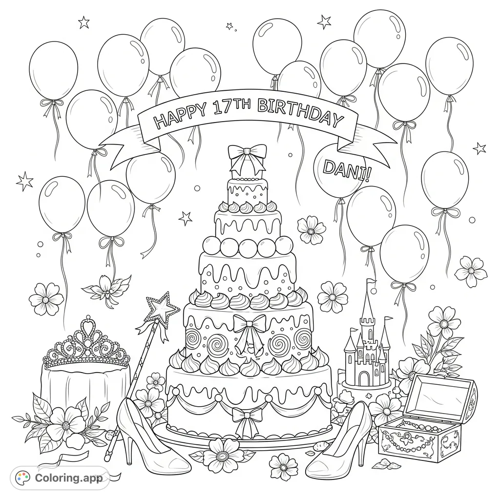 Dani's Princess Birthday Celebration - Coloring.app