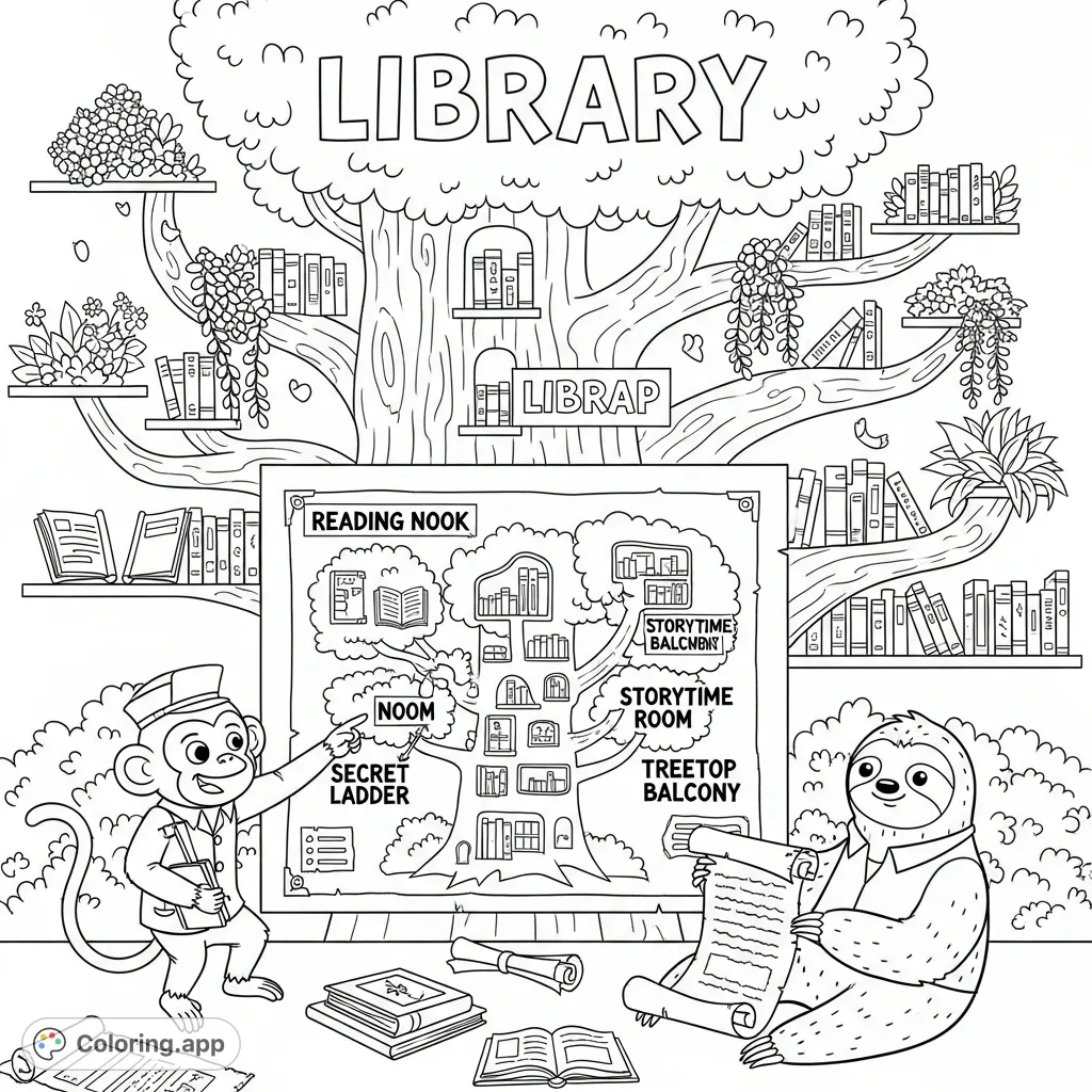 Library Tree Map Exploration - Coloring.app