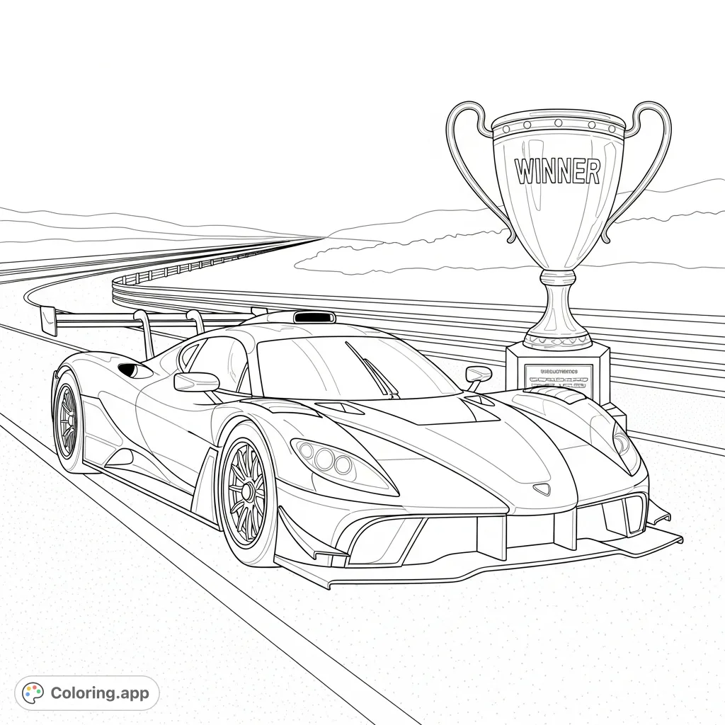 Track Ripper Colouring Car Champion Race Car on Track - Coloring.app
