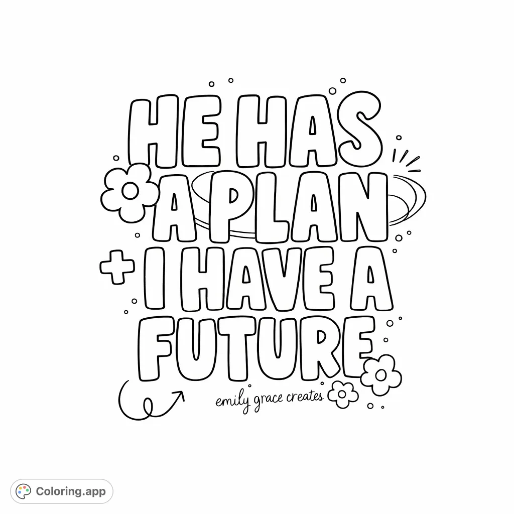 Color this uplifting page featuring a positive affirmation in fun bubble letters, adorned with simple floral and dot details for a cheerful design.