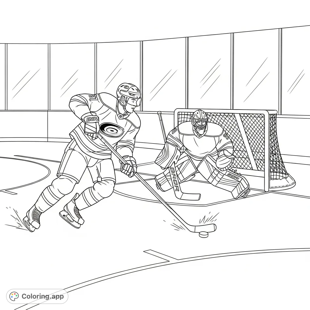 Capture the excitement of a Carolina Hurricanes player, Sebastian Aho, scoring a goal on an ice rink. A dynamic hockey scene for fans!