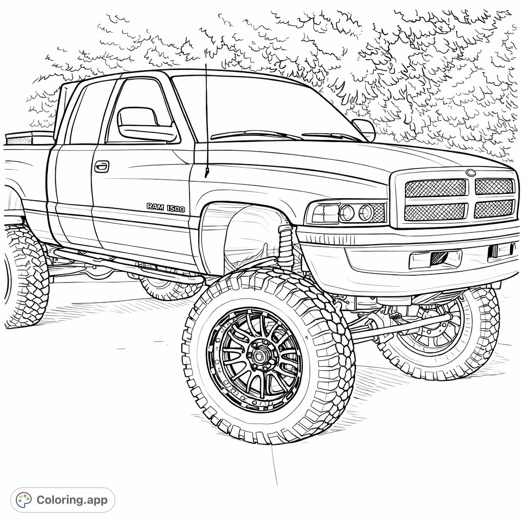 Unleash your creativity on this powerful lifted pickup truck with rugged tires and bold styling. Perfect for vehicle enthusiasts and custom rides.