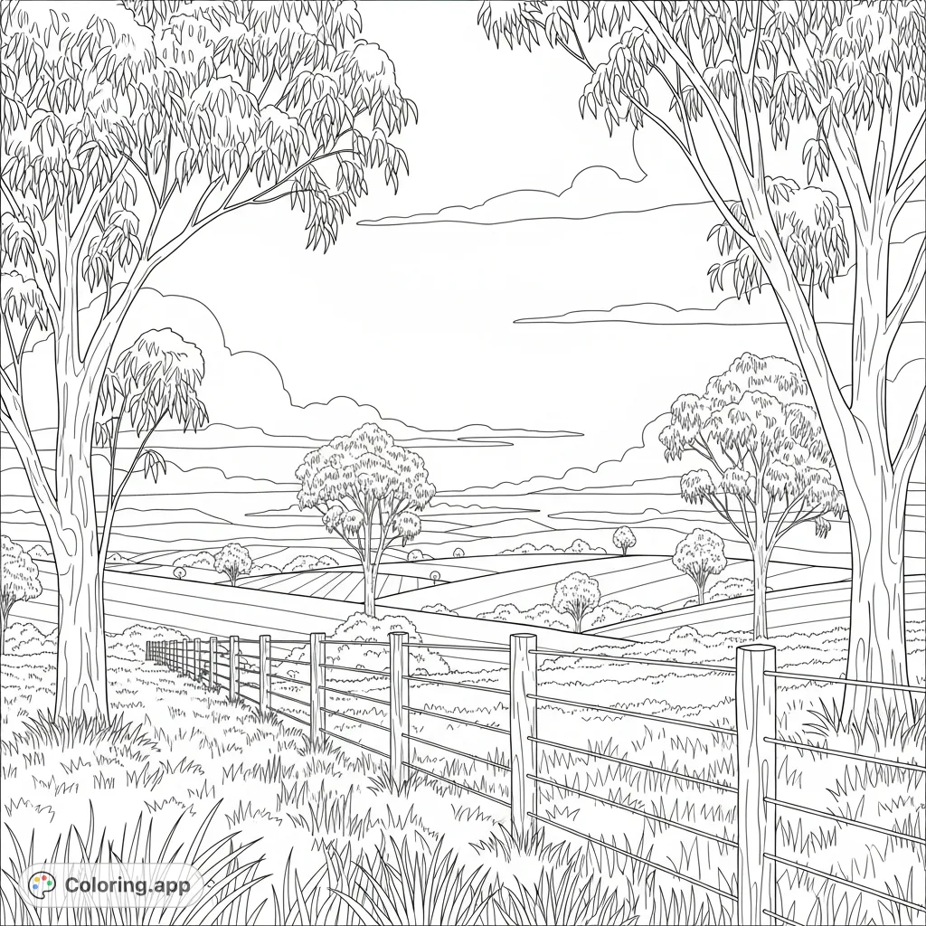 Australian Rural Shacks Colouring In NSW Rural Landscape - Coloring.app